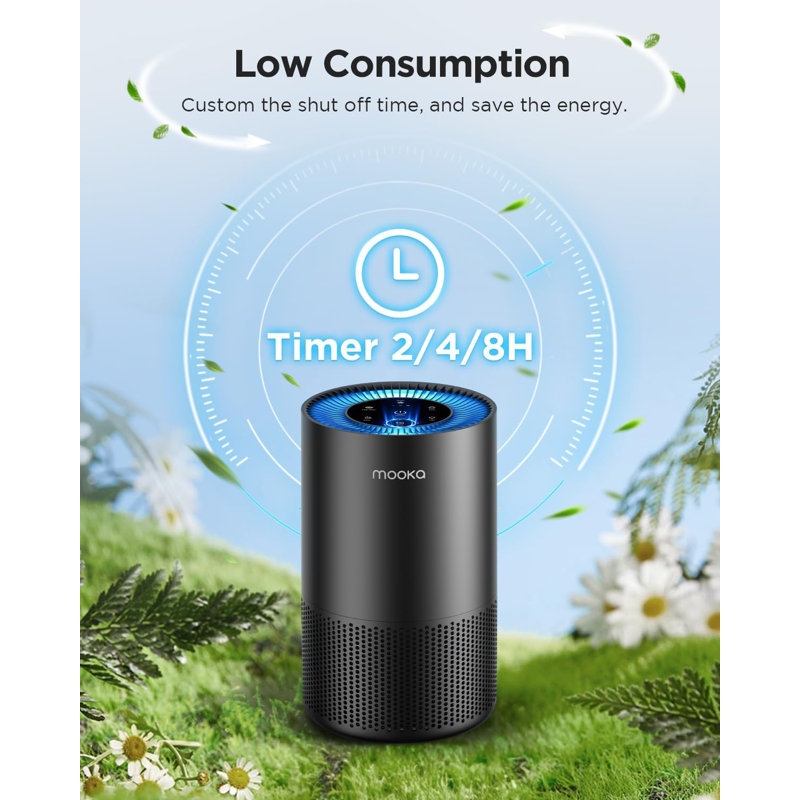 MOOKA 1300 sq. ft. Tower Air Purifiers for Home Large Room with H13 True Filter Black Wayfair